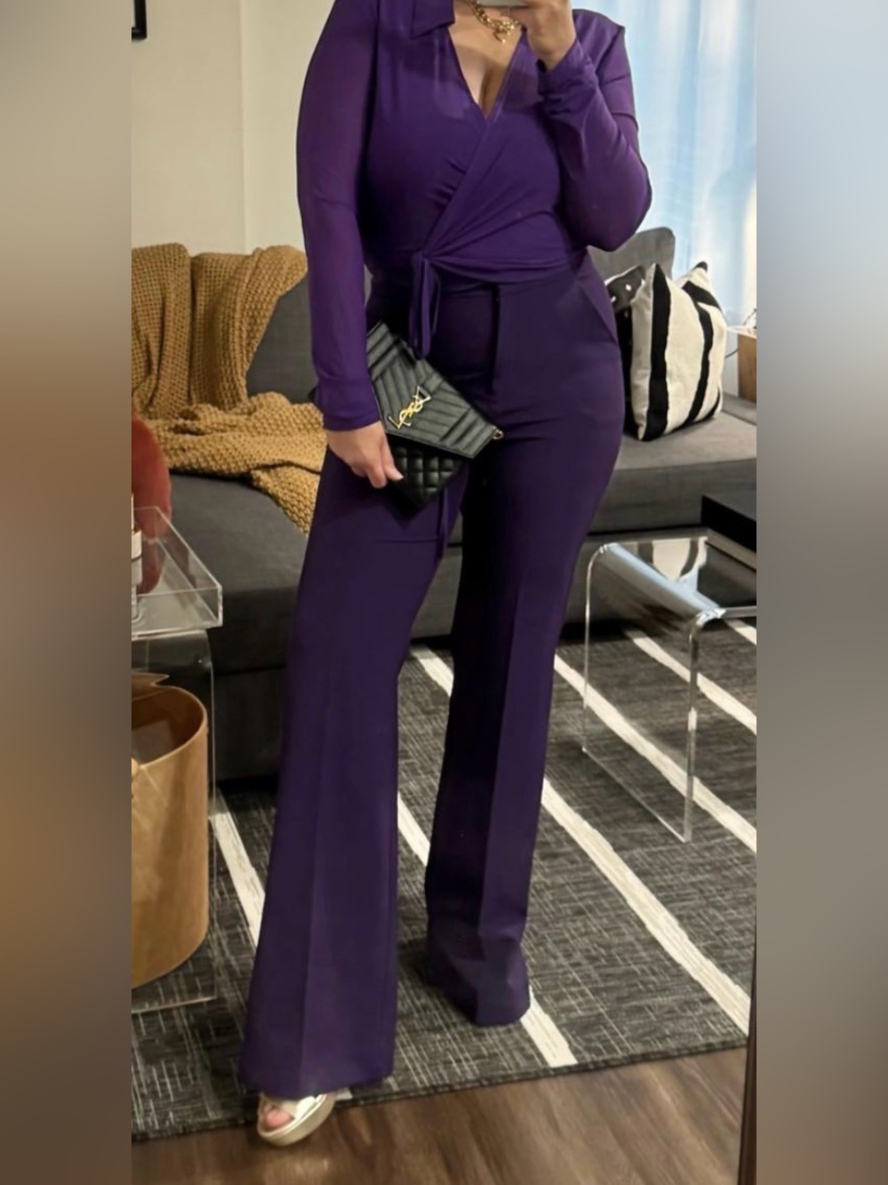 EXPRESS EDITOR HIGH WAISTED PANTS Purple